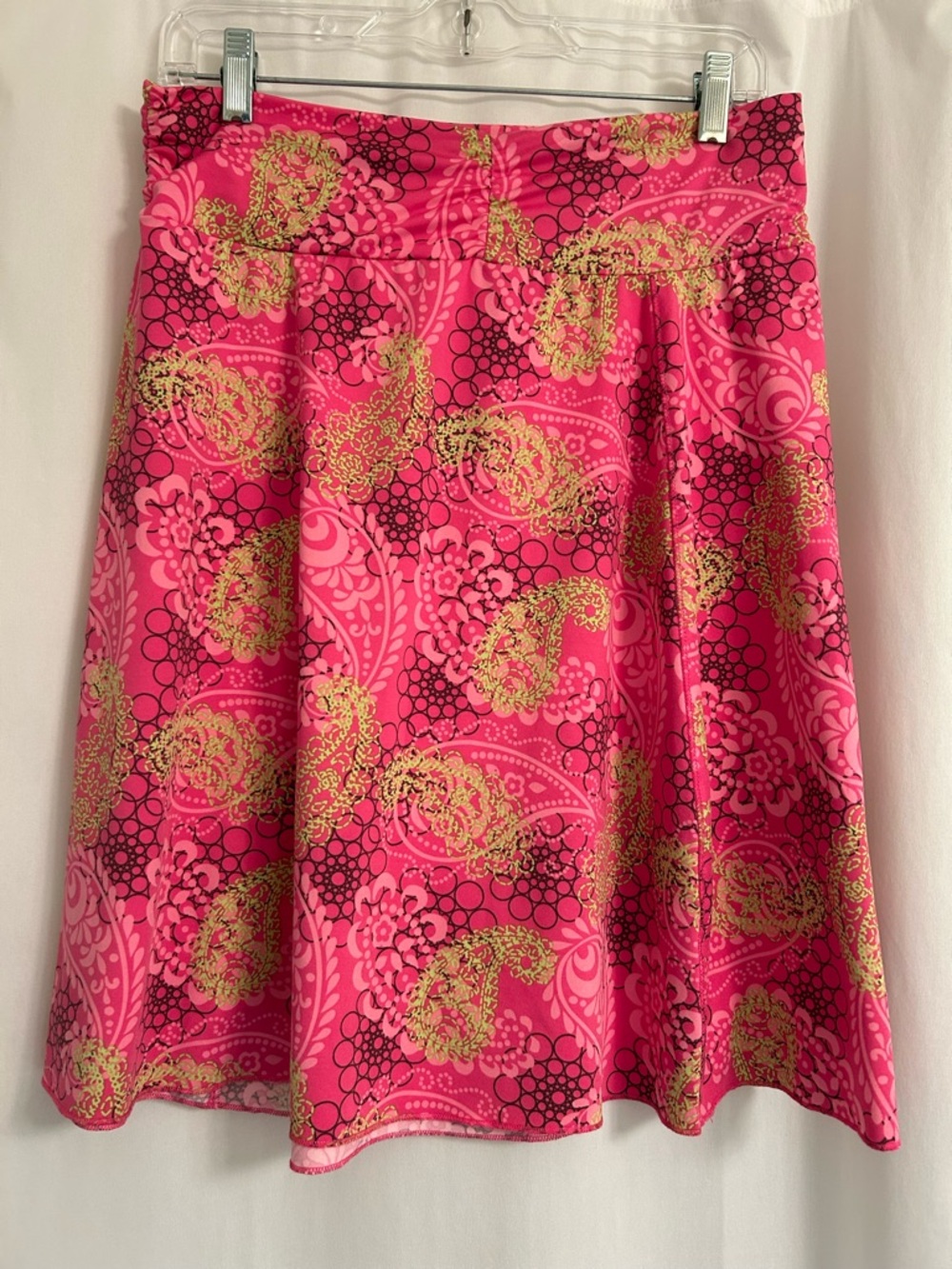 Women’s Pink Paisley Print A-Line Pull on Skirt